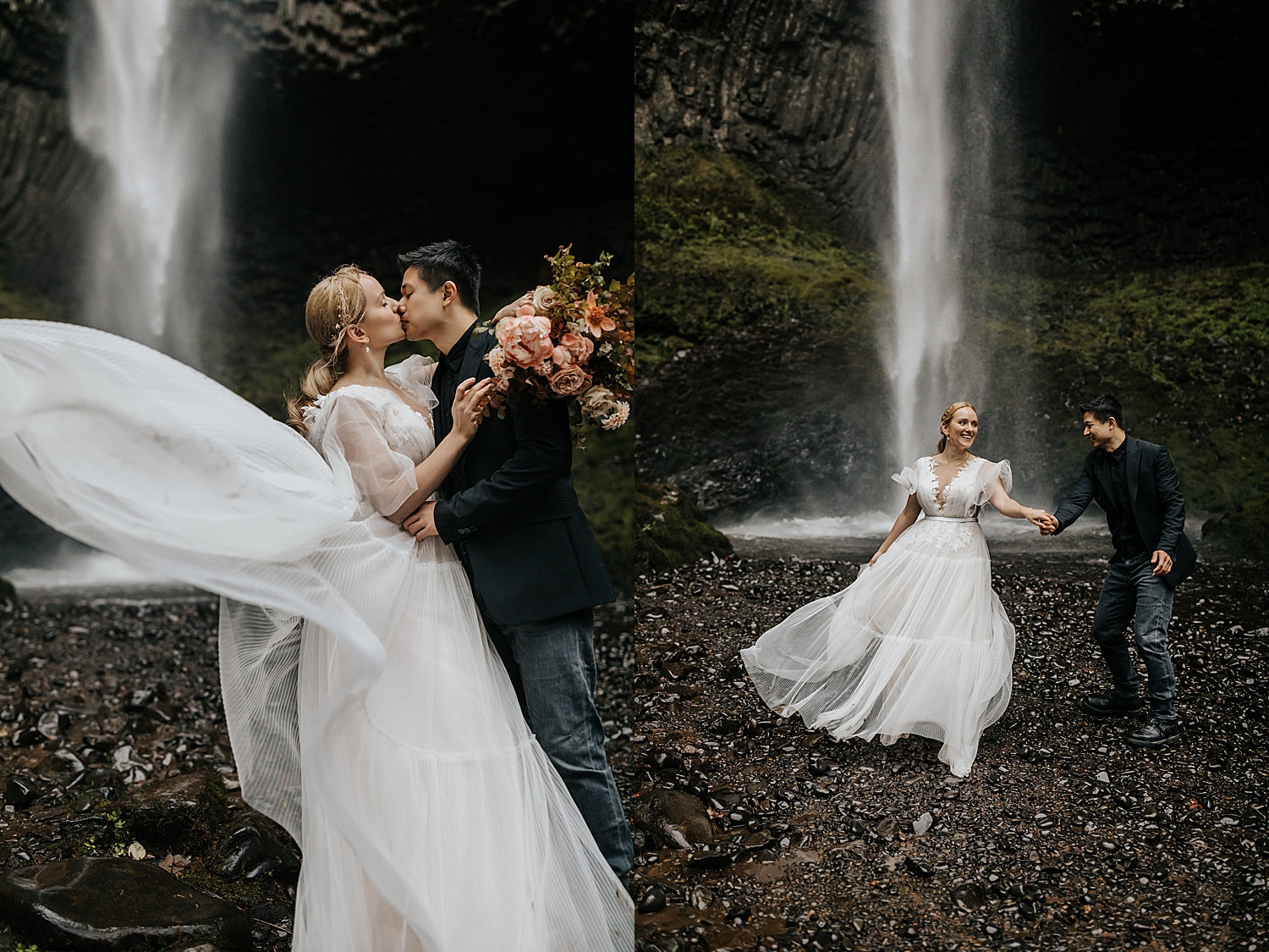 oregon waterfall elopement