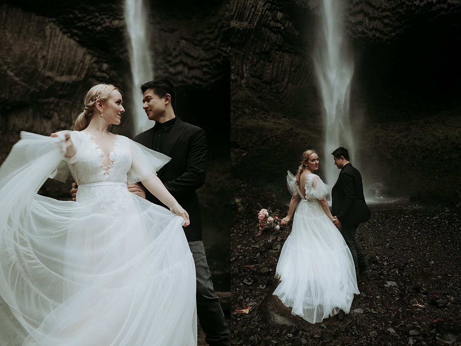 oregon waterfall elopement