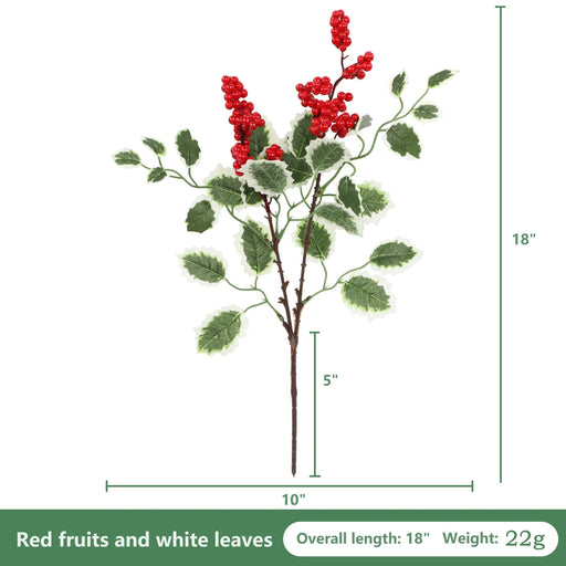 Bulk 6 Pcs Artificial Stems with Red Berry Blueberry 17 Inch Xmas