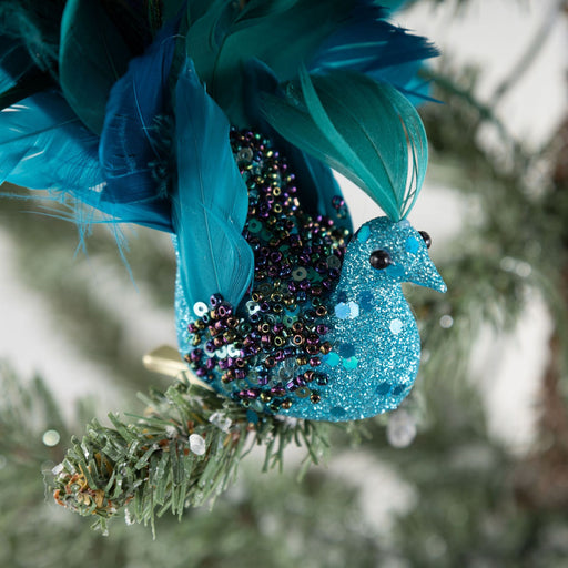 Peacock Christmas Tree Ornaments Long Tail Feather Peacock Christmas  Decorations Artificial Glitter Clip On Peacock Bird Ornament for Christmas  Tree