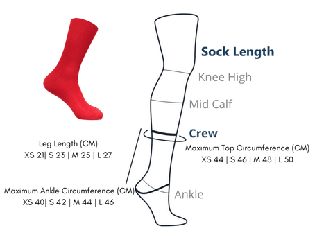 Lindner Quality Socks - Sock Length & Circumference Table