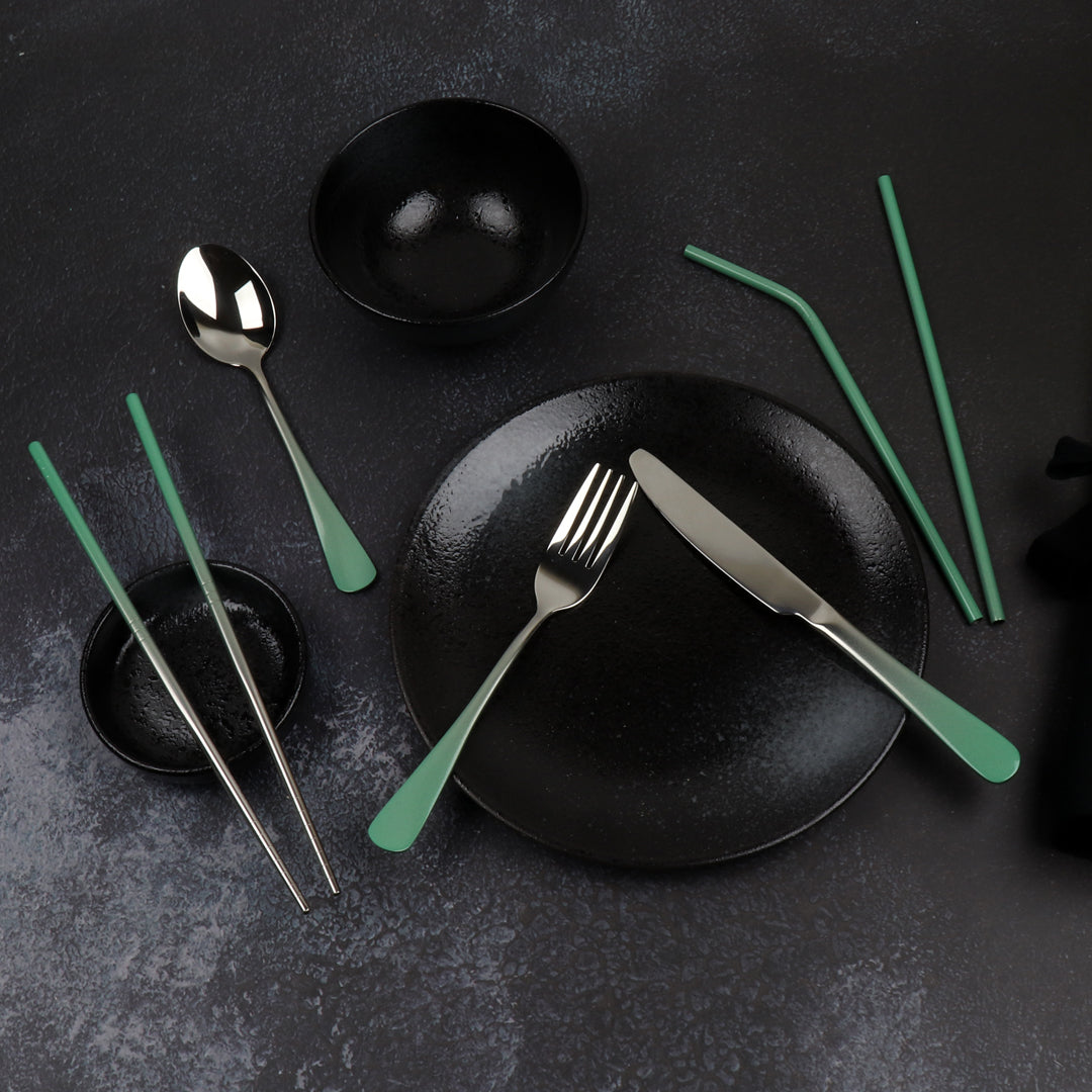 Matte Black Flatware - Set of 5 by Miguel Peixoto | Black