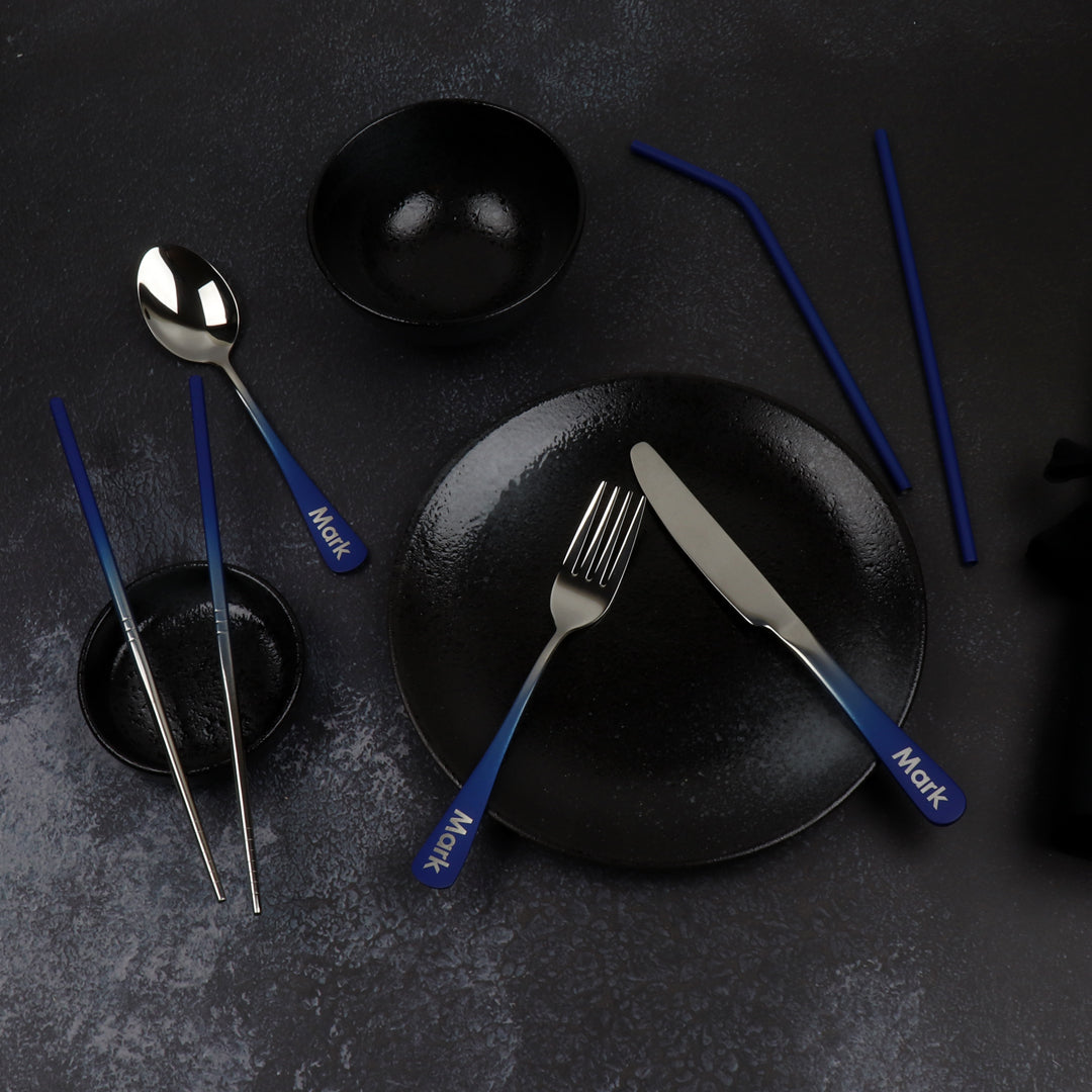 Matte Black Flatware - Set of 5 by Miguel Peixoto | Black