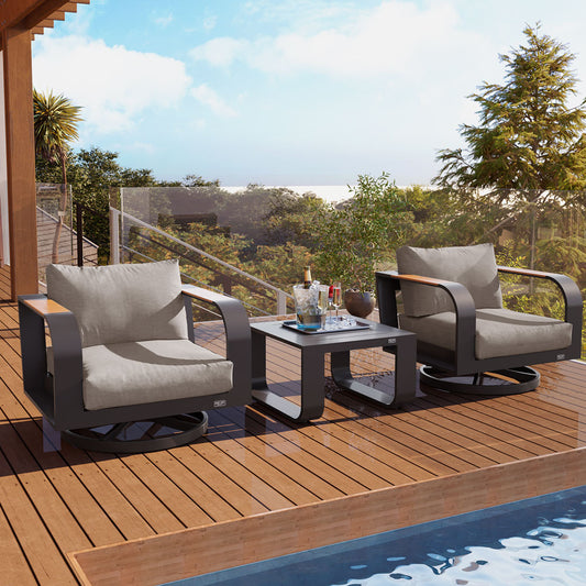 Signature 3-Piece Outdoor Swivel Rocking Chair Set