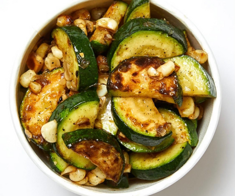 bowl of corn and zucchini salad