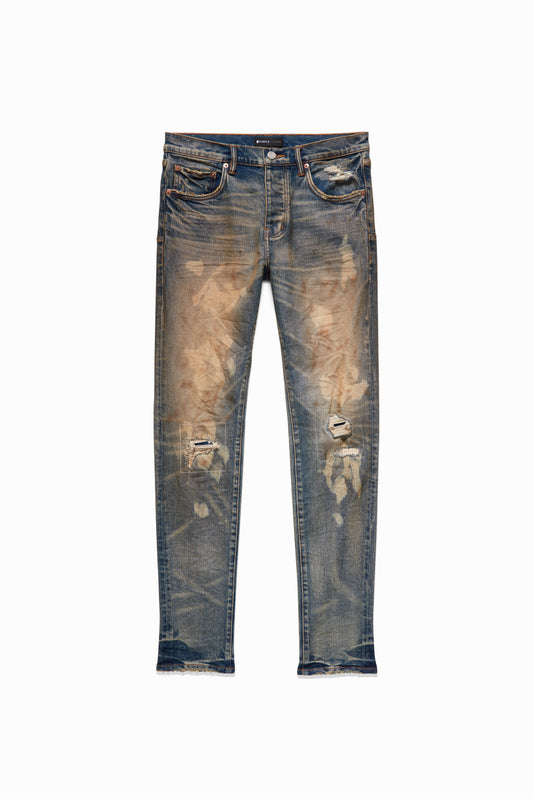 Purple Denim Low Rise Slim Jeans - Indigo Oil Repair on Garmentory