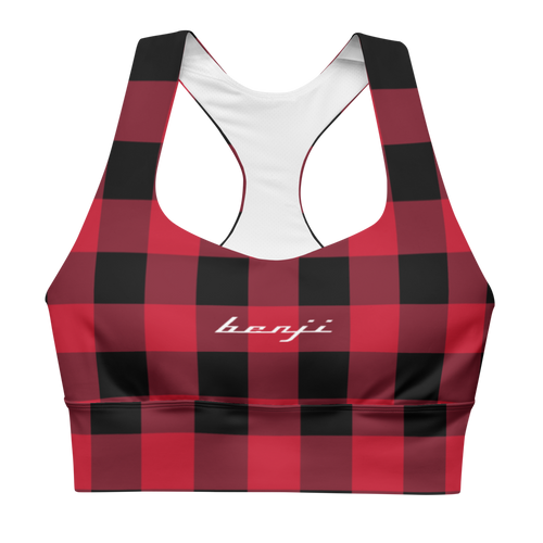 W. " Benji/ Stamp " Red Plaid (White logo) <Longline> Sports Bra