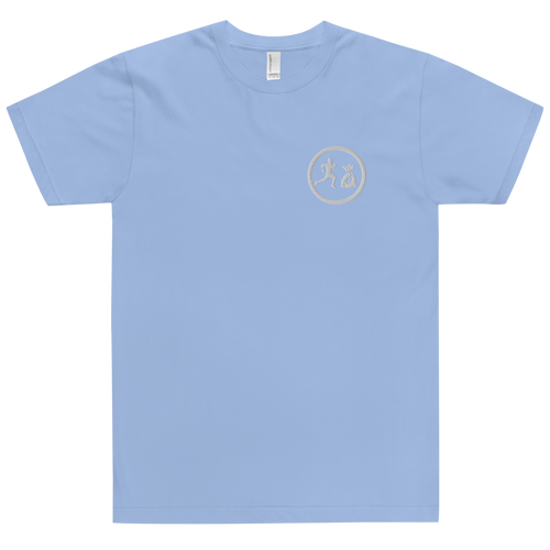 "Run it up circle" Baby blue (White logo) Embroidered T-Shirt