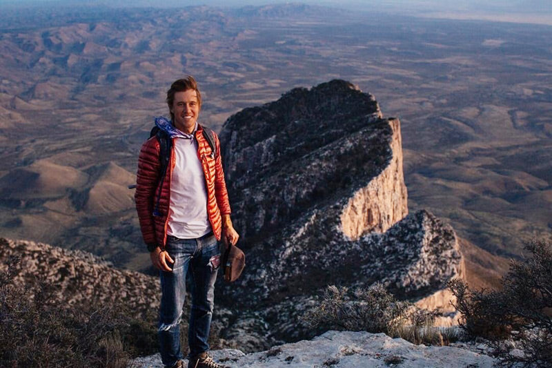 Tyler Priest on top of Guadalupe Peak