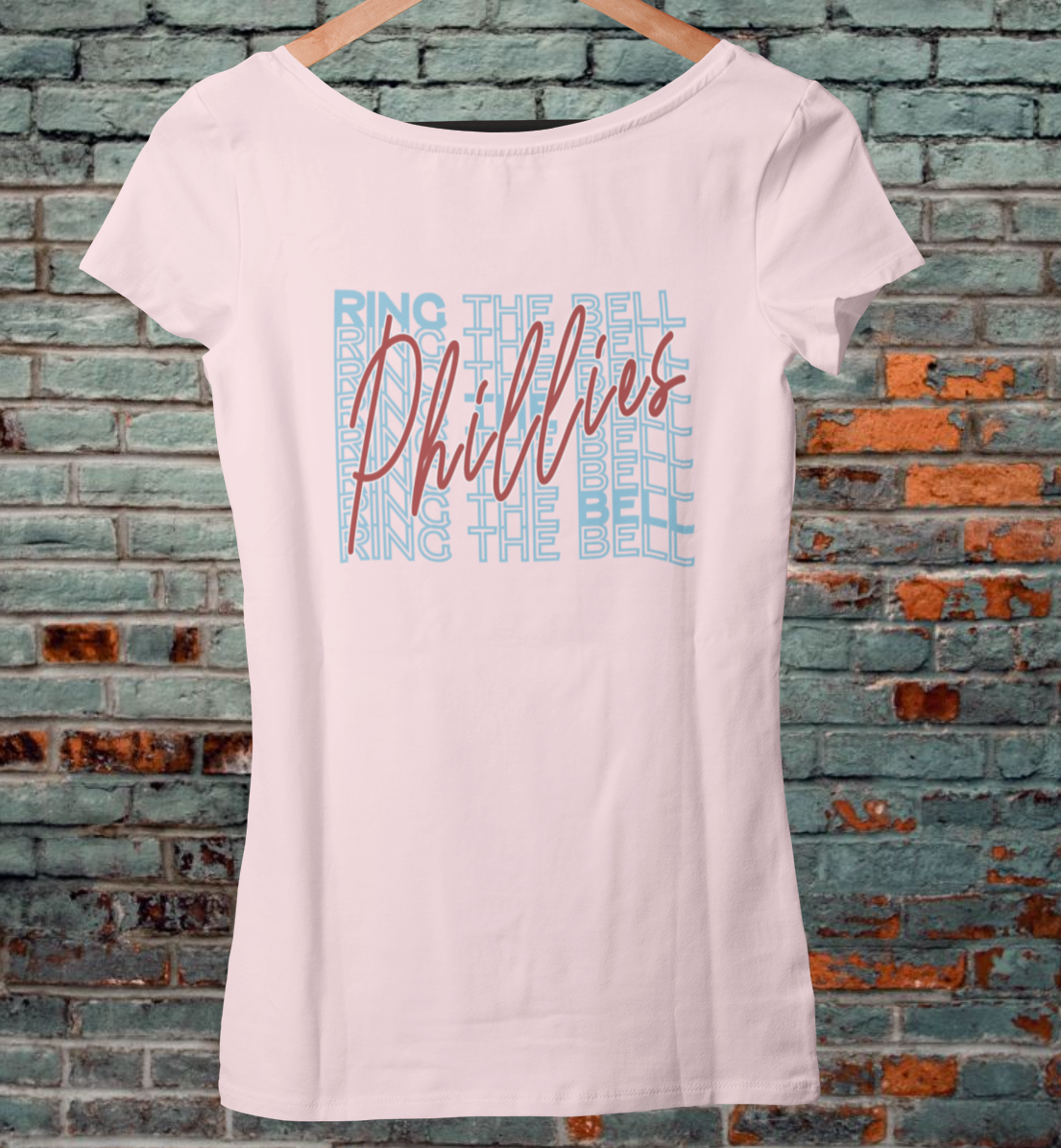 Philadelphia Phillies 5th & Ocean by New Era Women's Cooperstown Collection  Tri-Blend V-Neck T-Shirt - Heathered Light Blue