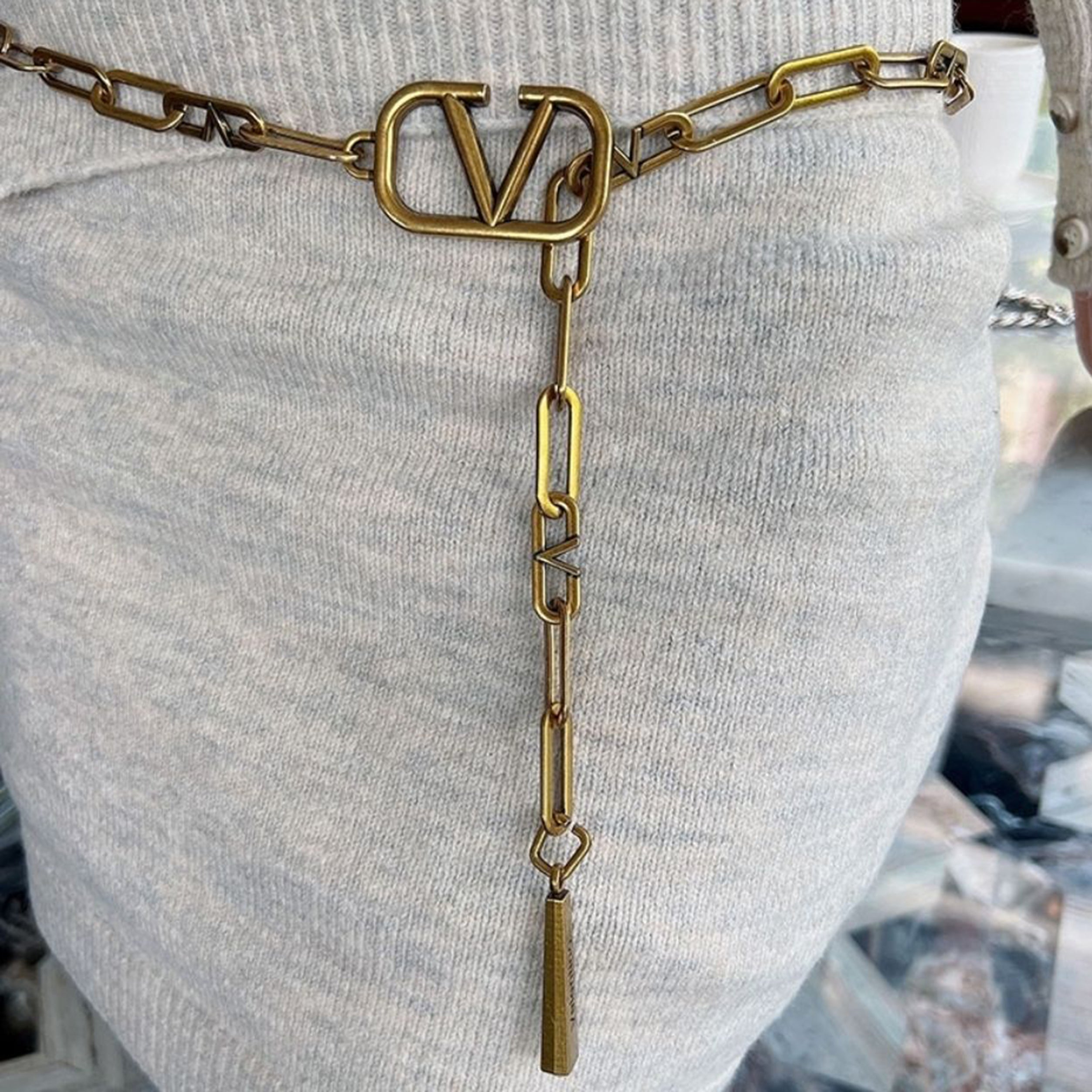 Valentino Gold Letter Logo Women's Waist Chain