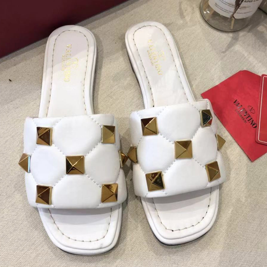 Valentino New Studded Slippers Ladies Casual Sandals Flip Flops 