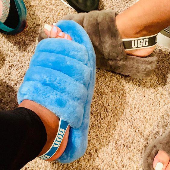 UGG fashion ladies plush slippers elastic belt non-slip sandals 