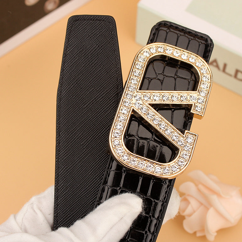 Valentino Hot Sale Gold Letter Button Women's Small Temperament Belt