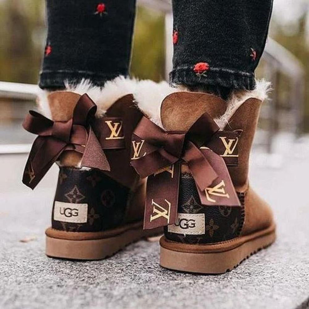 LV Louis Vuitton UGGclassic printed alphabet bow mid-cut snow boots Shoes