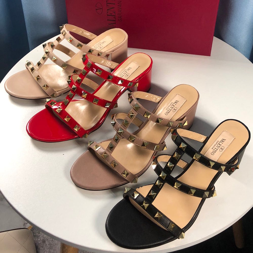 Valentino Hot Selling Studded High Heels Ladies Sandals Shoes