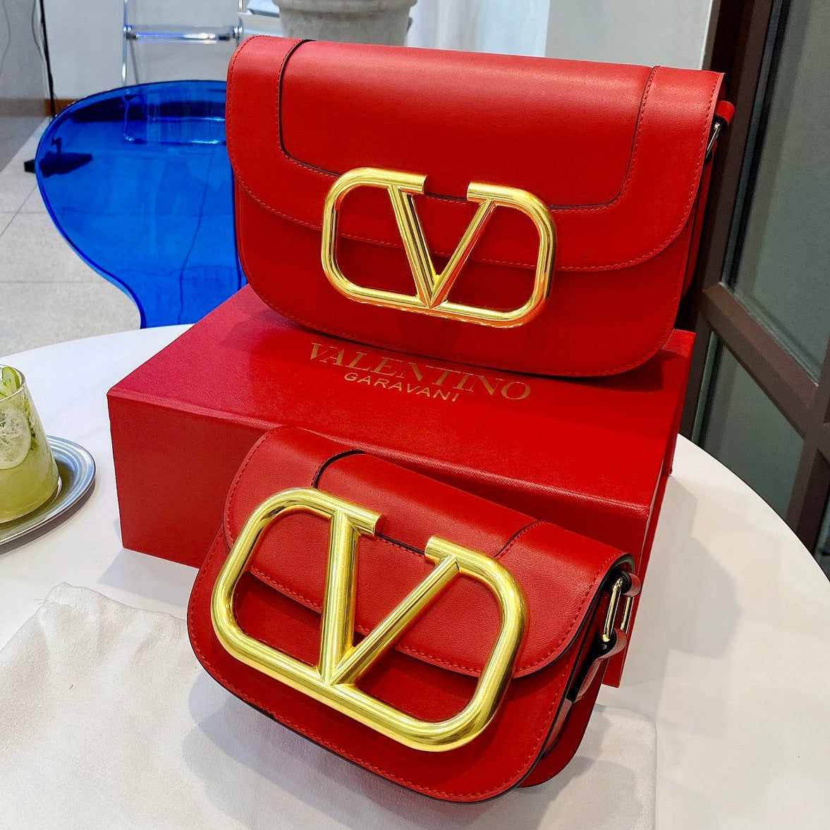 Valentino Gold Large Letter Logo Ladies Flap Envelope Bag Shoulder Bag Crossbody Bag