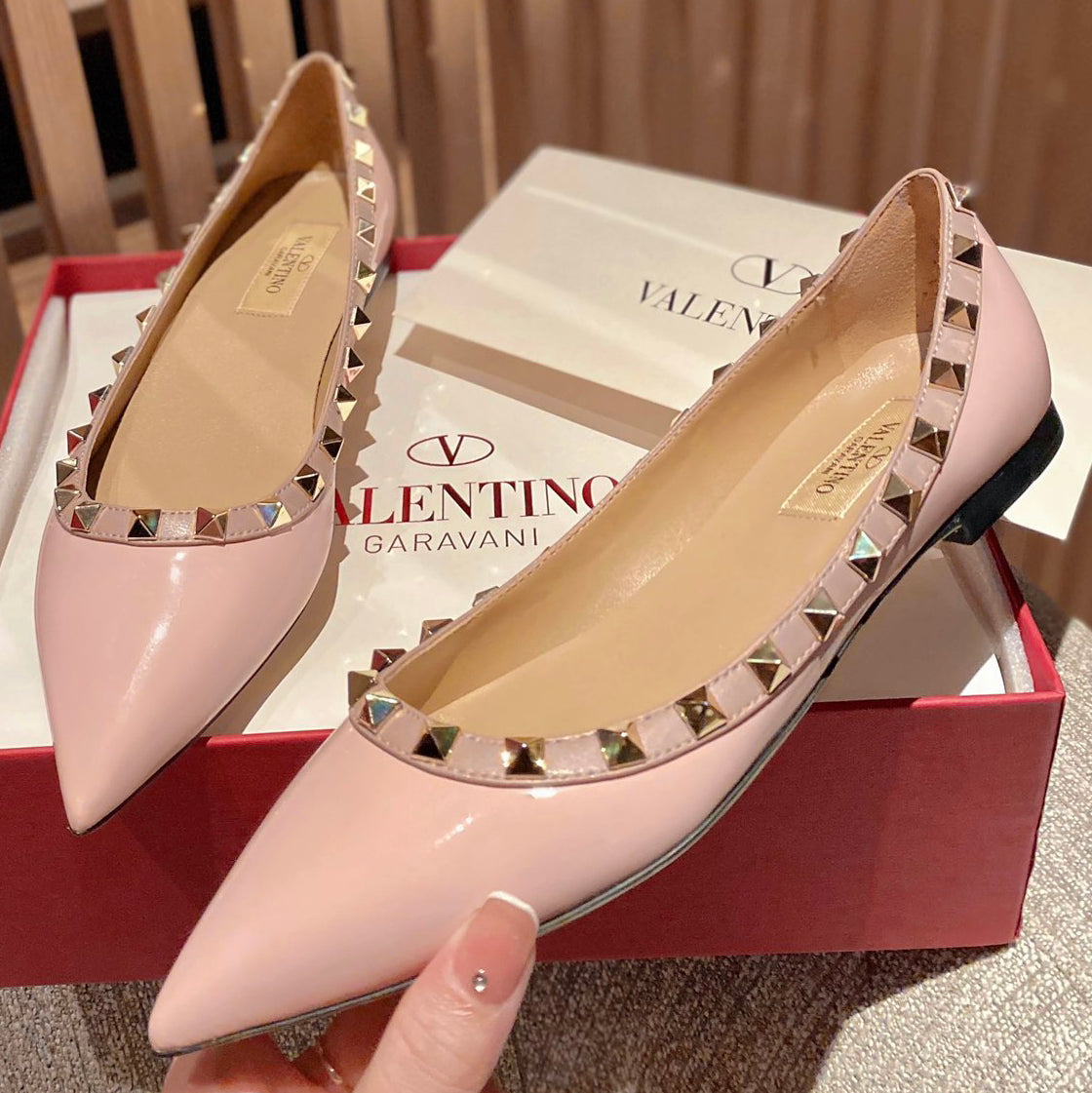 Valentino Studded Plaid Ladies Flat Sandals Loafers Shoes