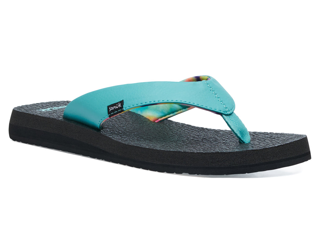 Sanuk Yoga Mat Triangle Turquoise Flip Flop Sandal Sz 8 W