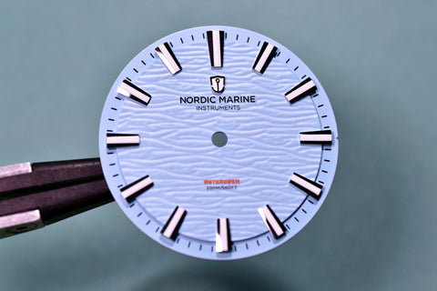 Nordic Marine Instruments dial close up manufacturing process without hands