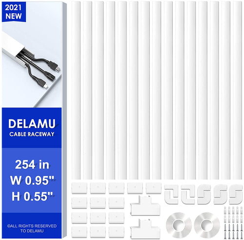94.5 Paintable Cable Raceway for TV Computer Cords, Holds 3–4 Cables, 6  Pack, Stocky, by Delamu