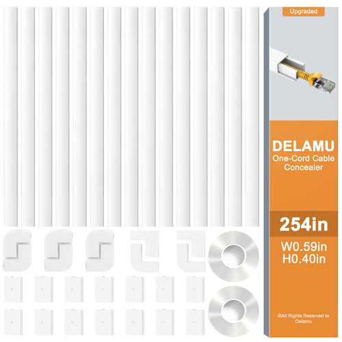  Delamu 157in Paintable Cord Cover Raceway Kit, Cable Concealer  for TV on Wall, 10 X L15.7 W1.18 H0.6in, White : Electronics