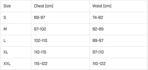 HAYABUSA T-SHIRT SIZE GUIDE