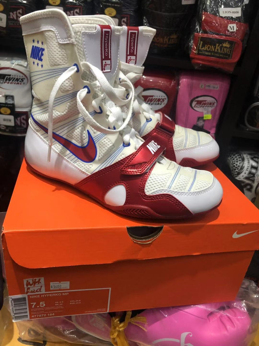 NIKE HYPERKO 1 PROFESSIONAL BOXING SHOES BOXING BOOTS US 4-12 White-Re –  AAGsport