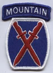 10th Mountain Division Patch with Mountain Tab