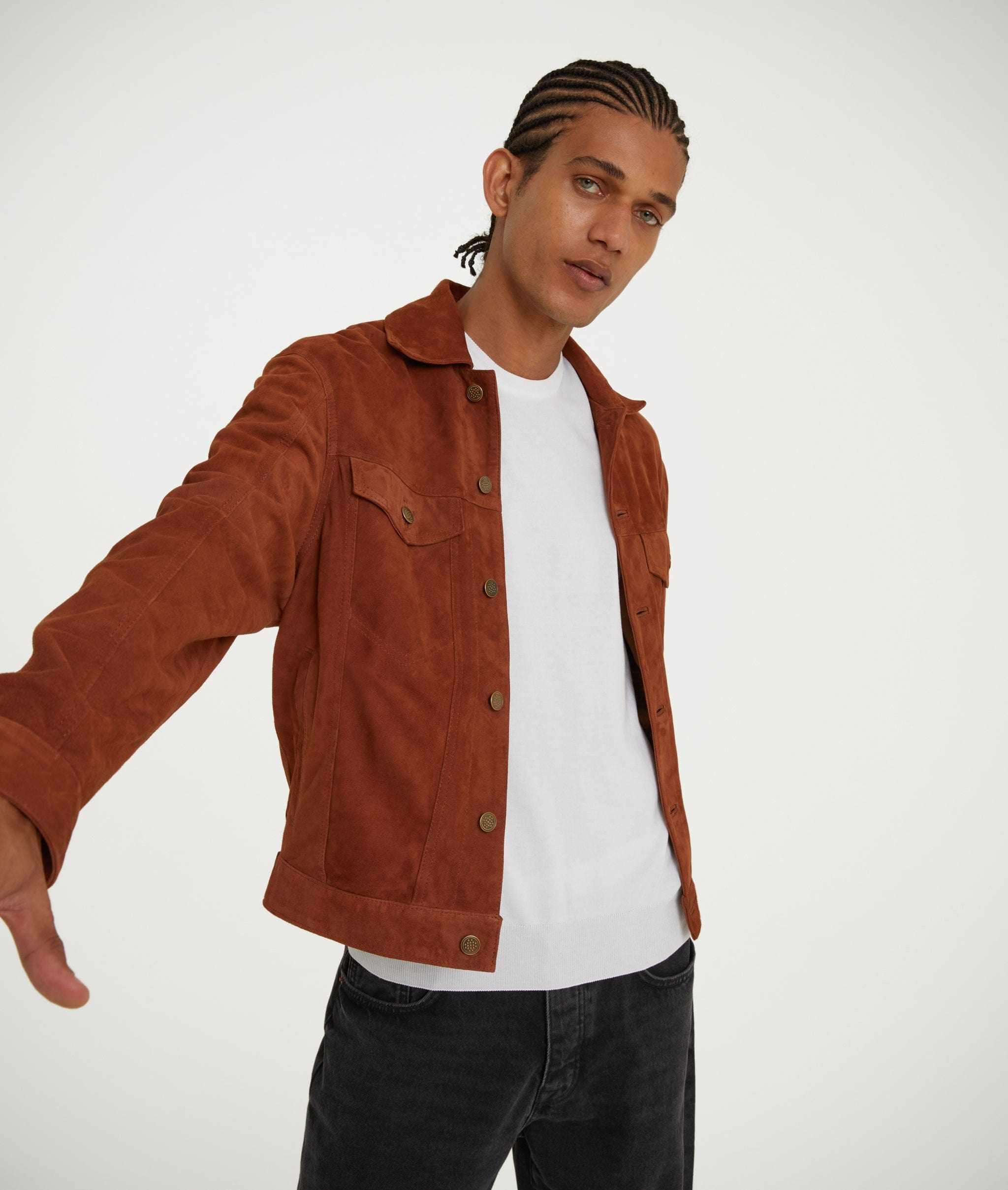 dark brown trucker jacket