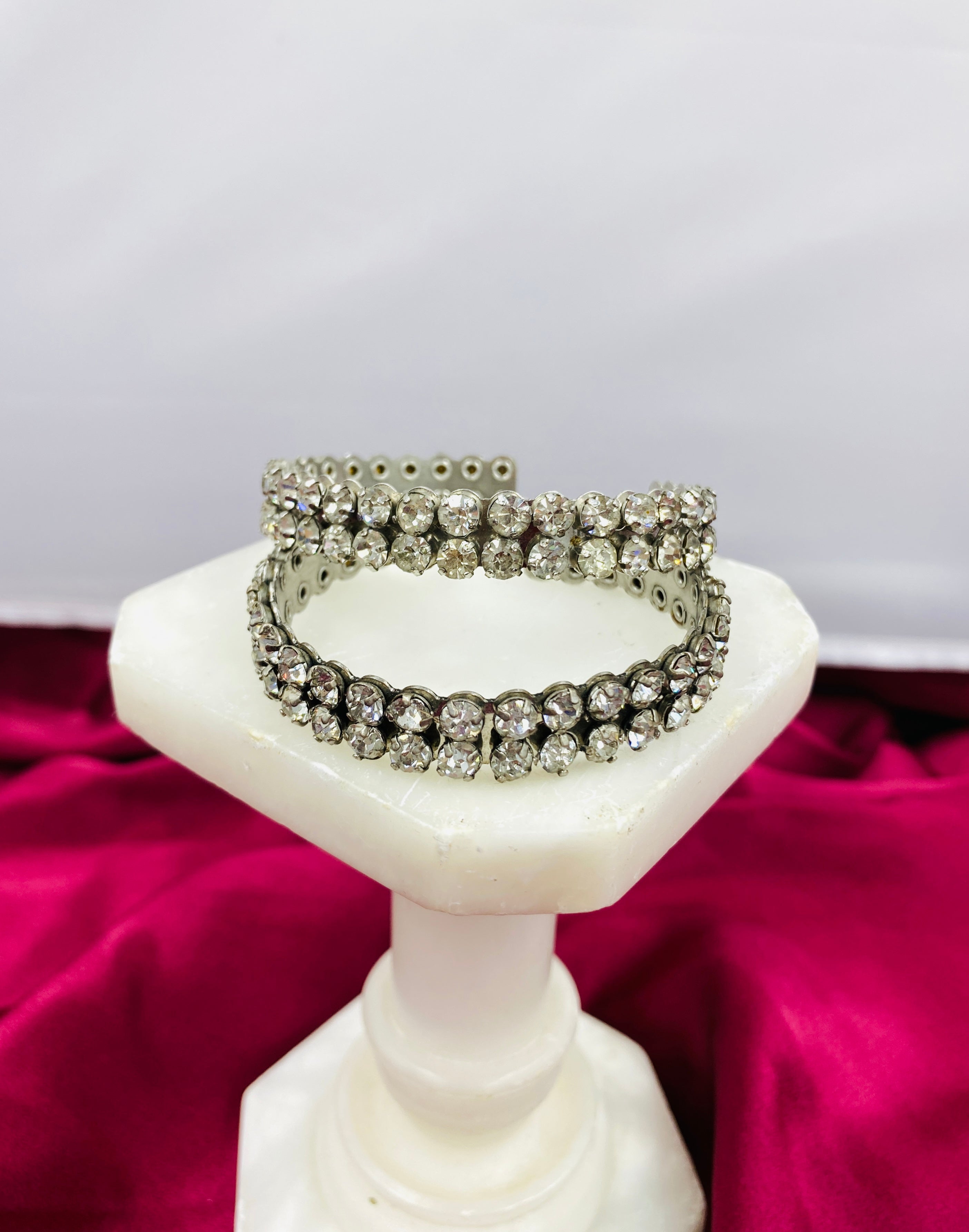 Vintage 1950s Jay Flex Rhinestone Cuff Bracelet, x2 Available