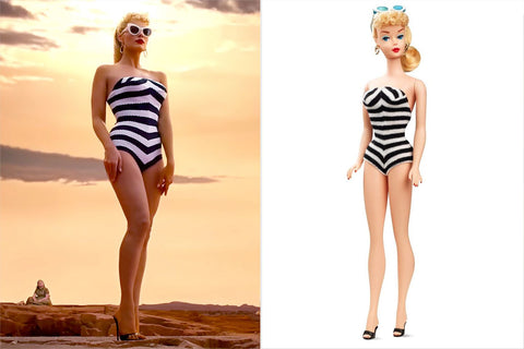 Barbie Movie Margot Robbie black and white swimsuit