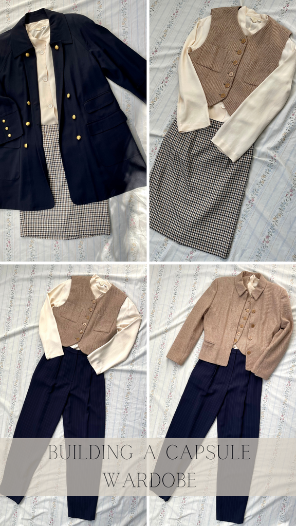 Four Outfits with Coat, Skirt, Pants, Vest and Blazer Outfits