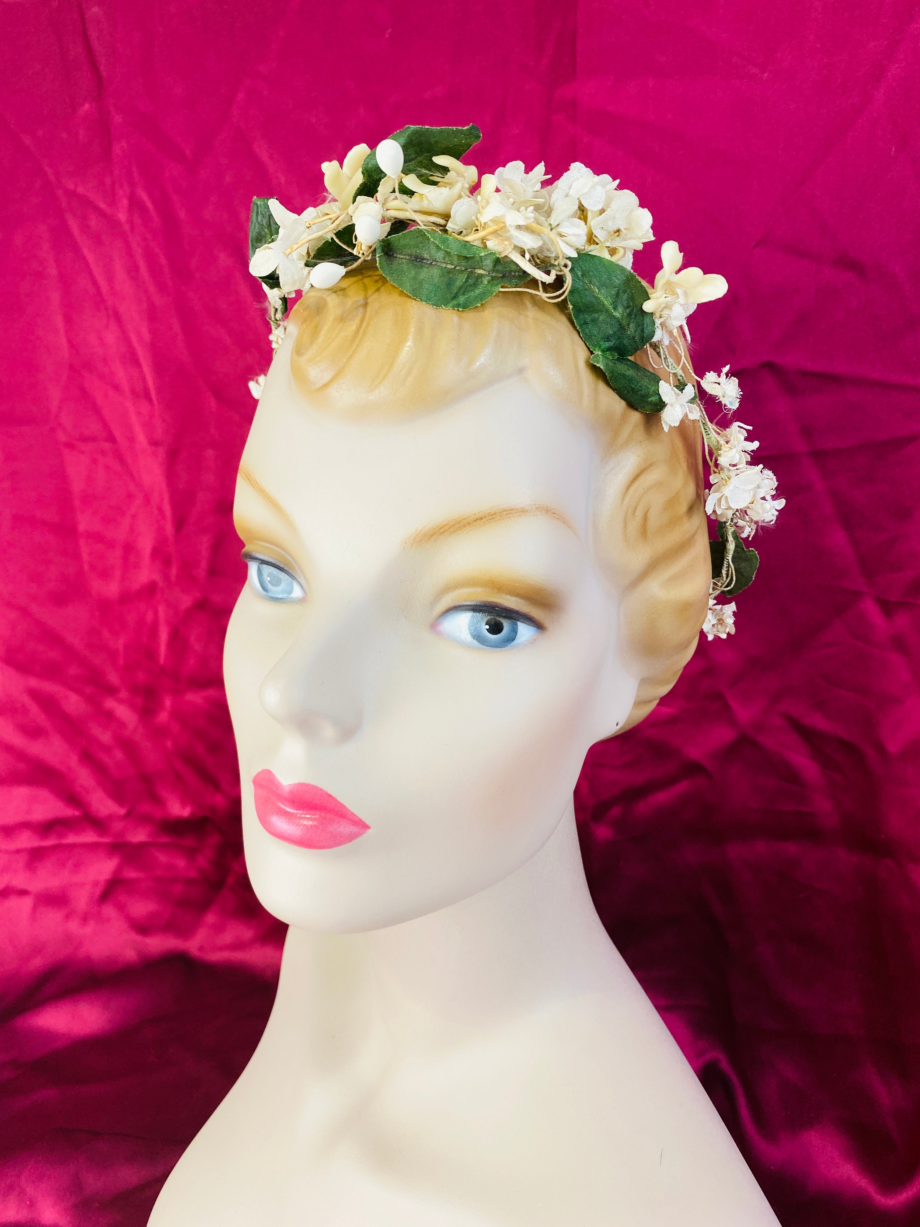 Vintage 1920s Orange Blossom Bridal Crown/ Wreath/ Headpiece