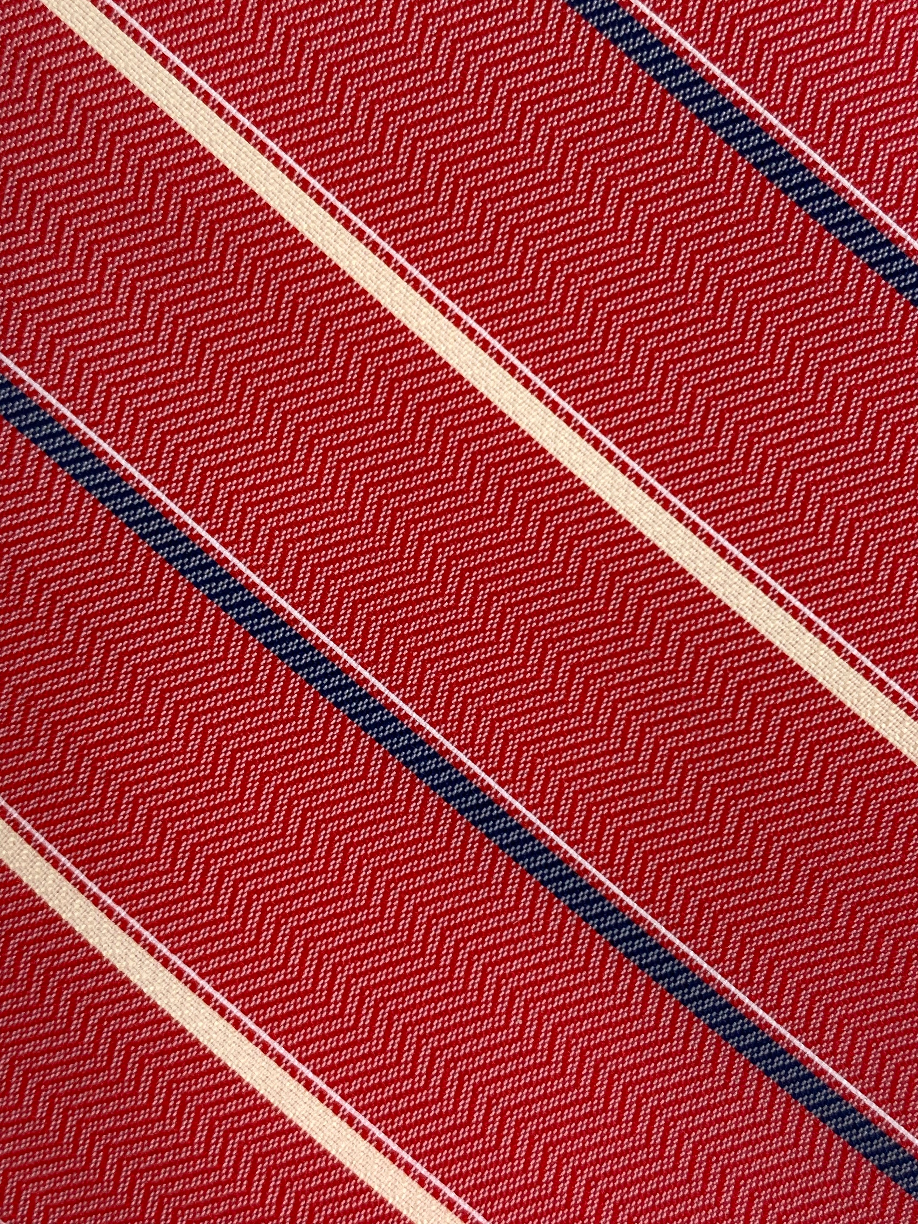 80s Deadstock Necktie, Men's Vintage Red/ Blue Diagonal Stripe Tie, NOS