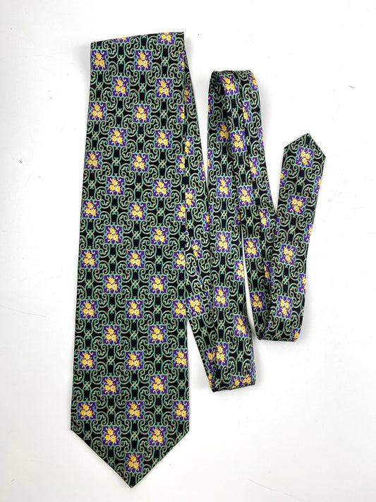 Louis Vuitton Monogram 100% Silk Tie Necktie Dark Green Brown