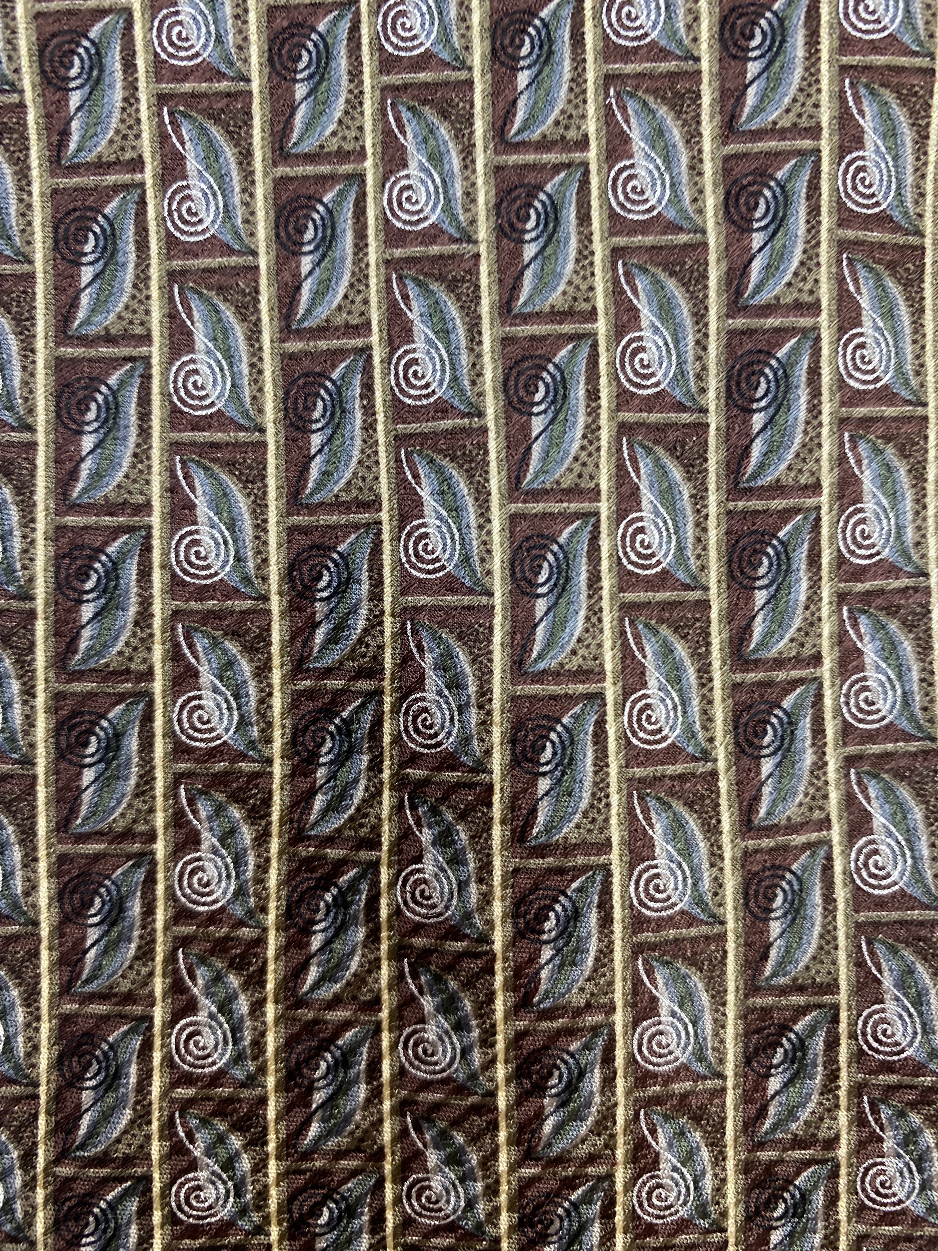 90s Deadstock Silk Necktie, Men's Vintage Brown/ Grey Swirl Pattern Tie, NOS