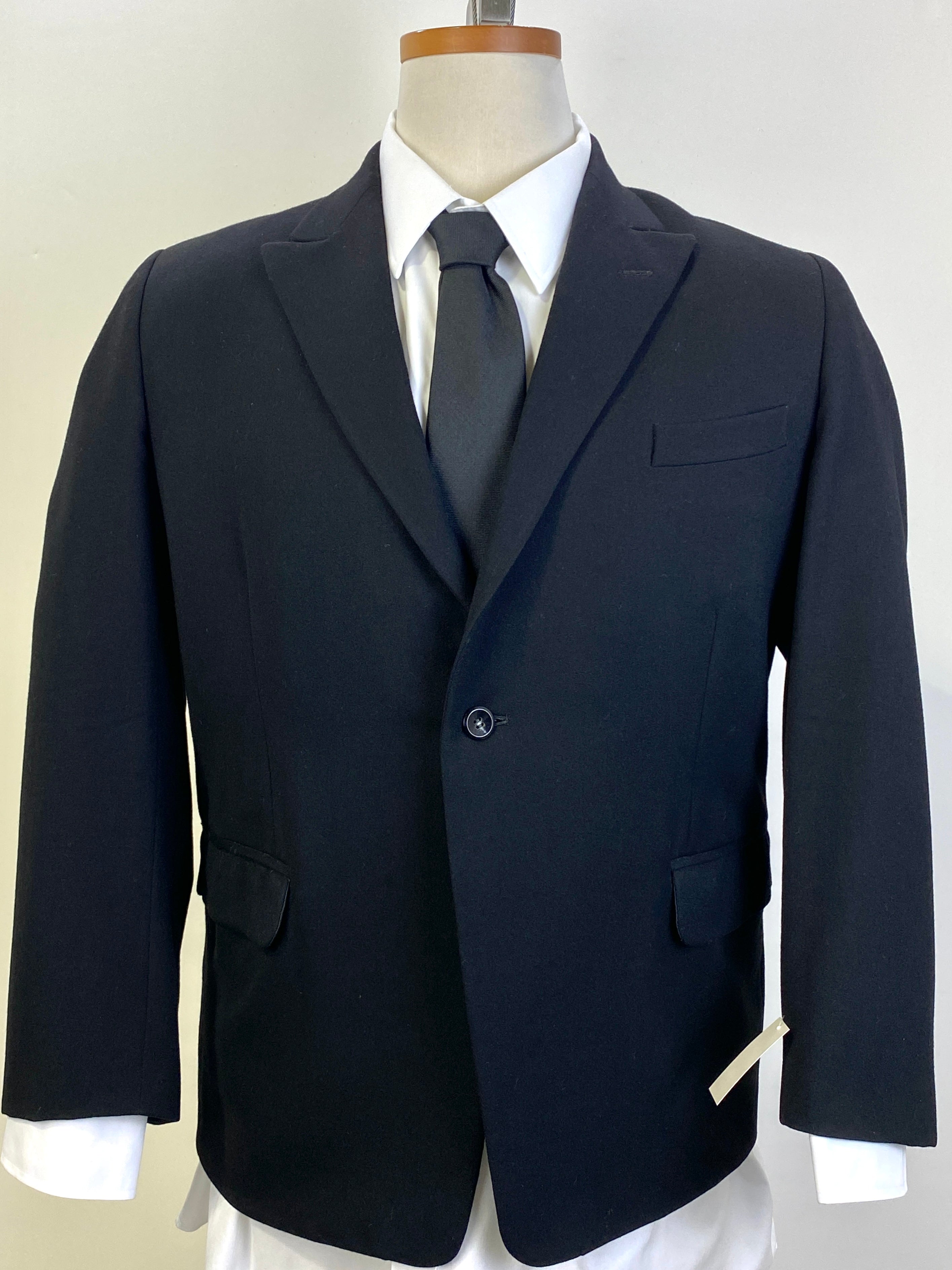 Vintage 1960s Men's Black Single-Button Wool Blazer, 40S