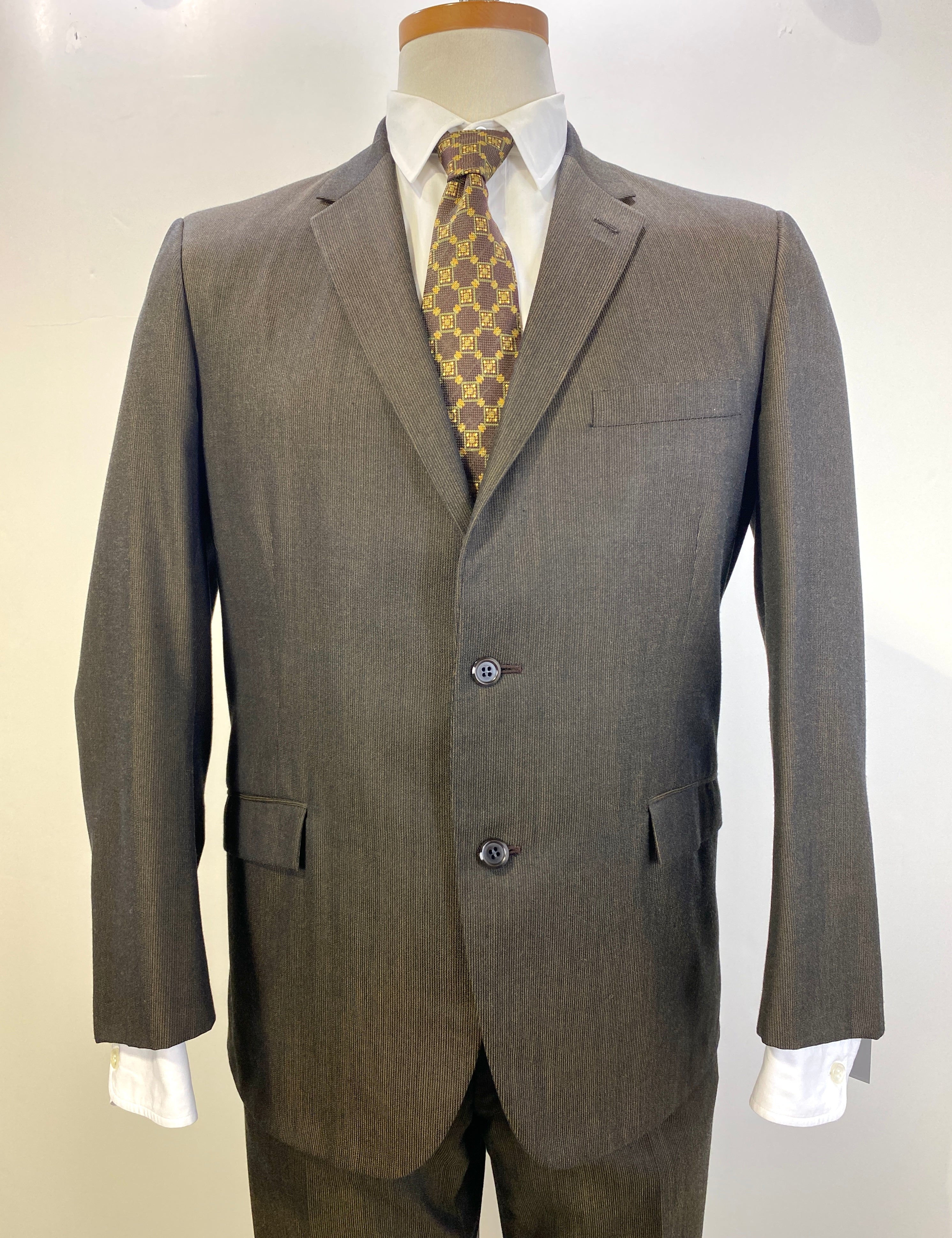 Late 1960s Vintage Brown Men's 2-Piece Pinstripe Suit, Simpson Clothes, C42