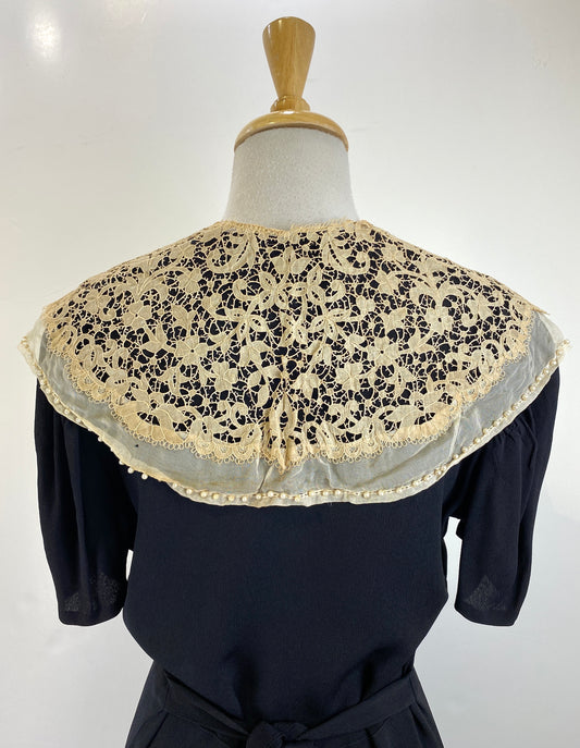 Vintage Lace Neckline Collar & Antique Lace Dress Trim, Edwardian 1900s -  Dandelion Vintage