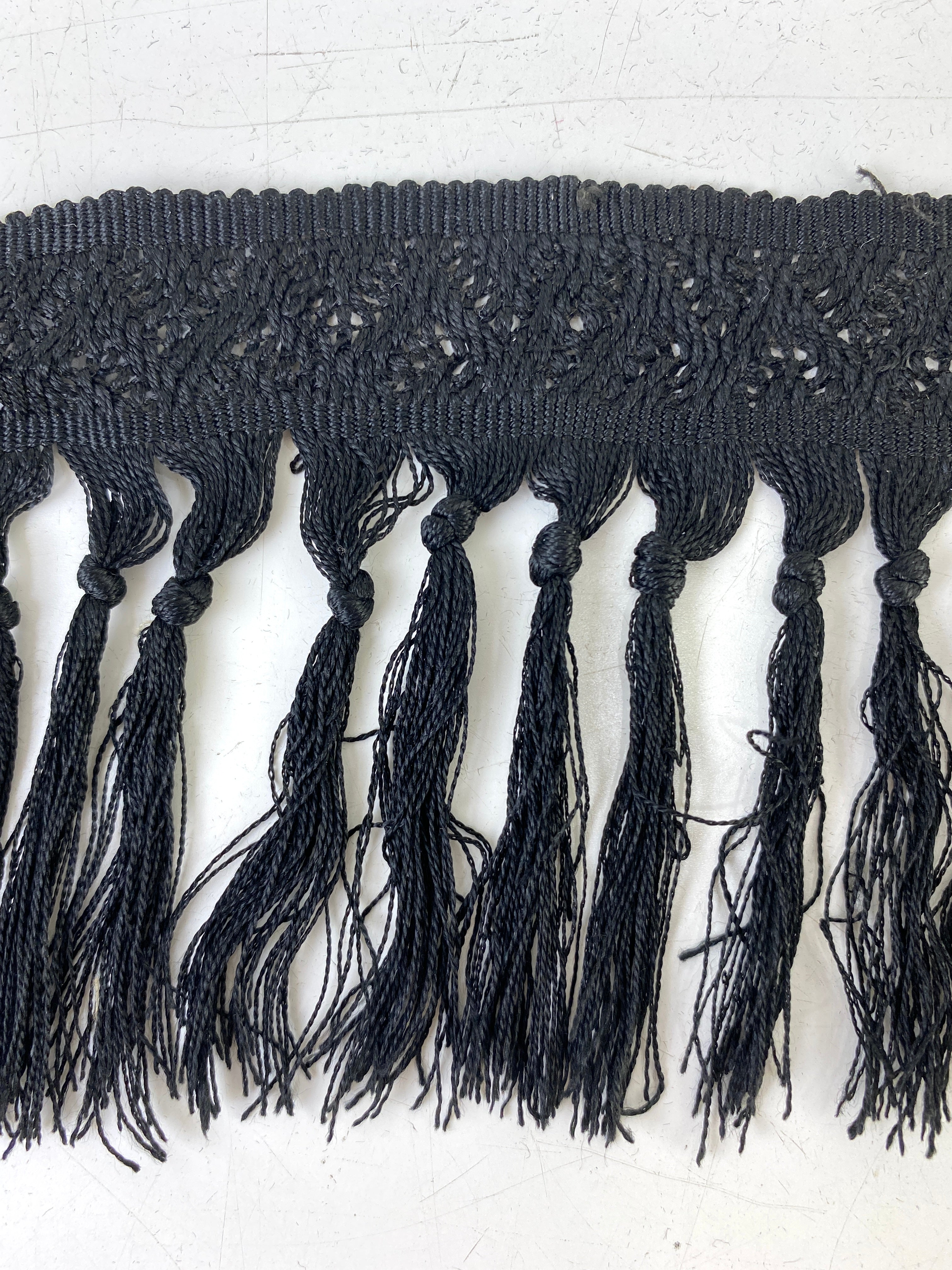 Antique Victorian Black Silk Fringe Trim, 2.5m