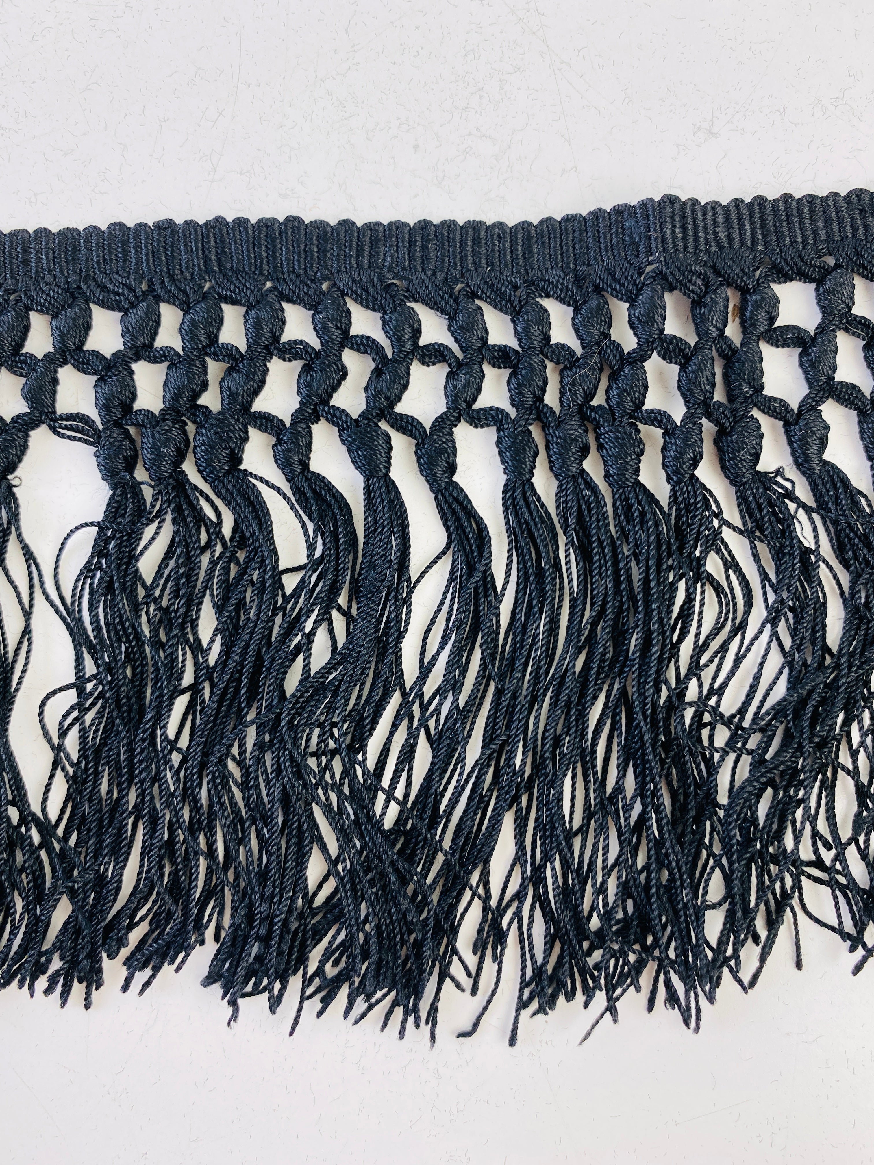 Antique Victorian Black Fringe Trim, 3.7m