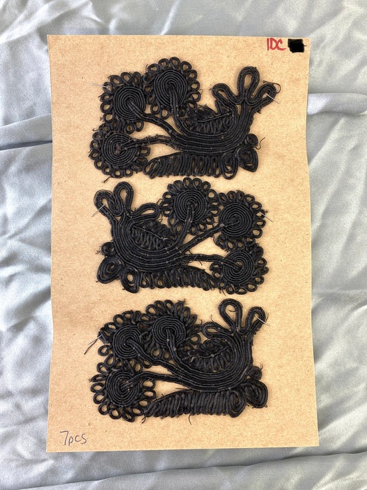 Antique Victorian Black Silk Cord Appliqués, 3 Pieces – Ian Drummond Vintage
