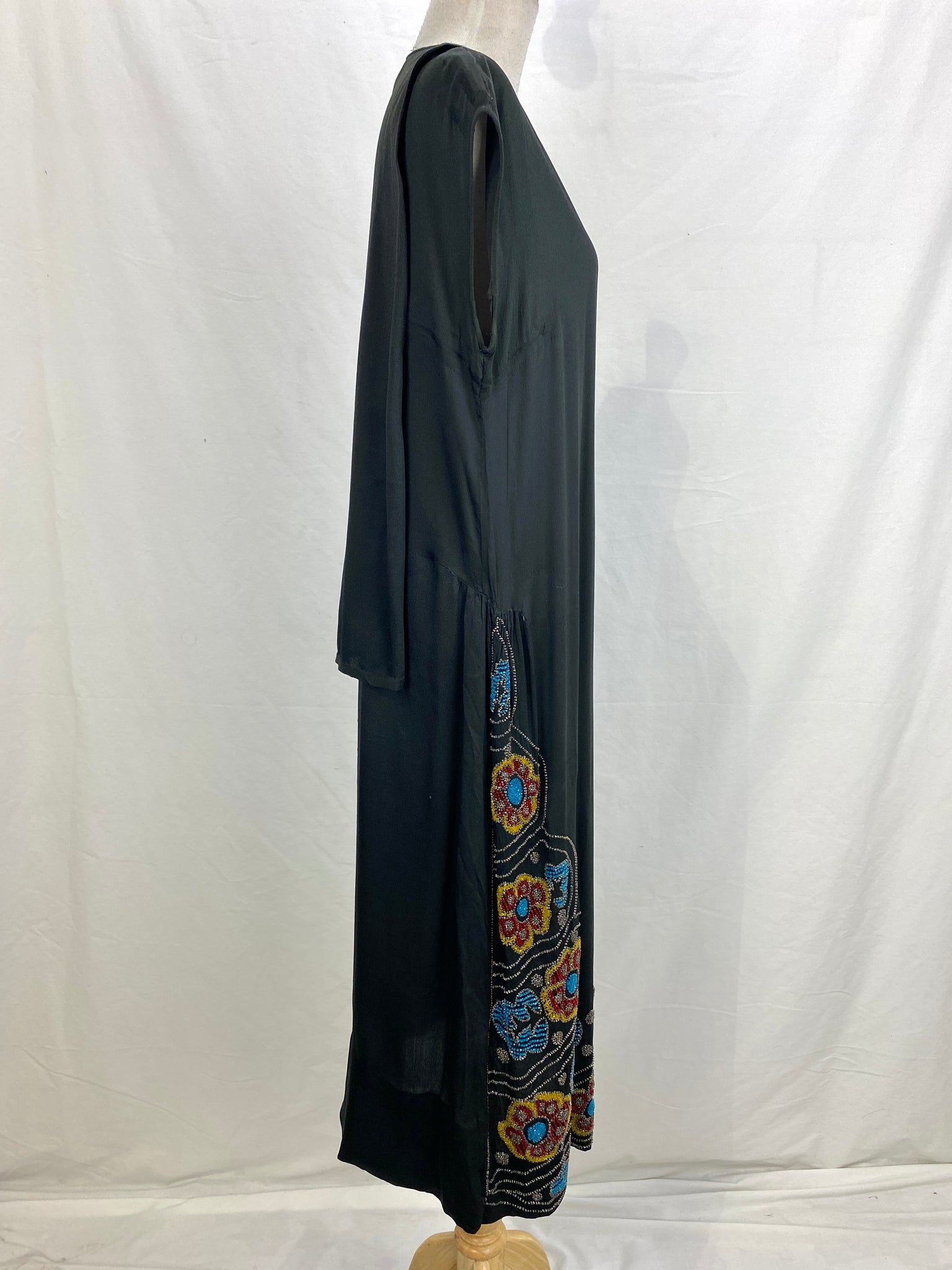 Vintage 1920s Beaded Black Silk Slip Dress, Large – Ian Drummond Vintage