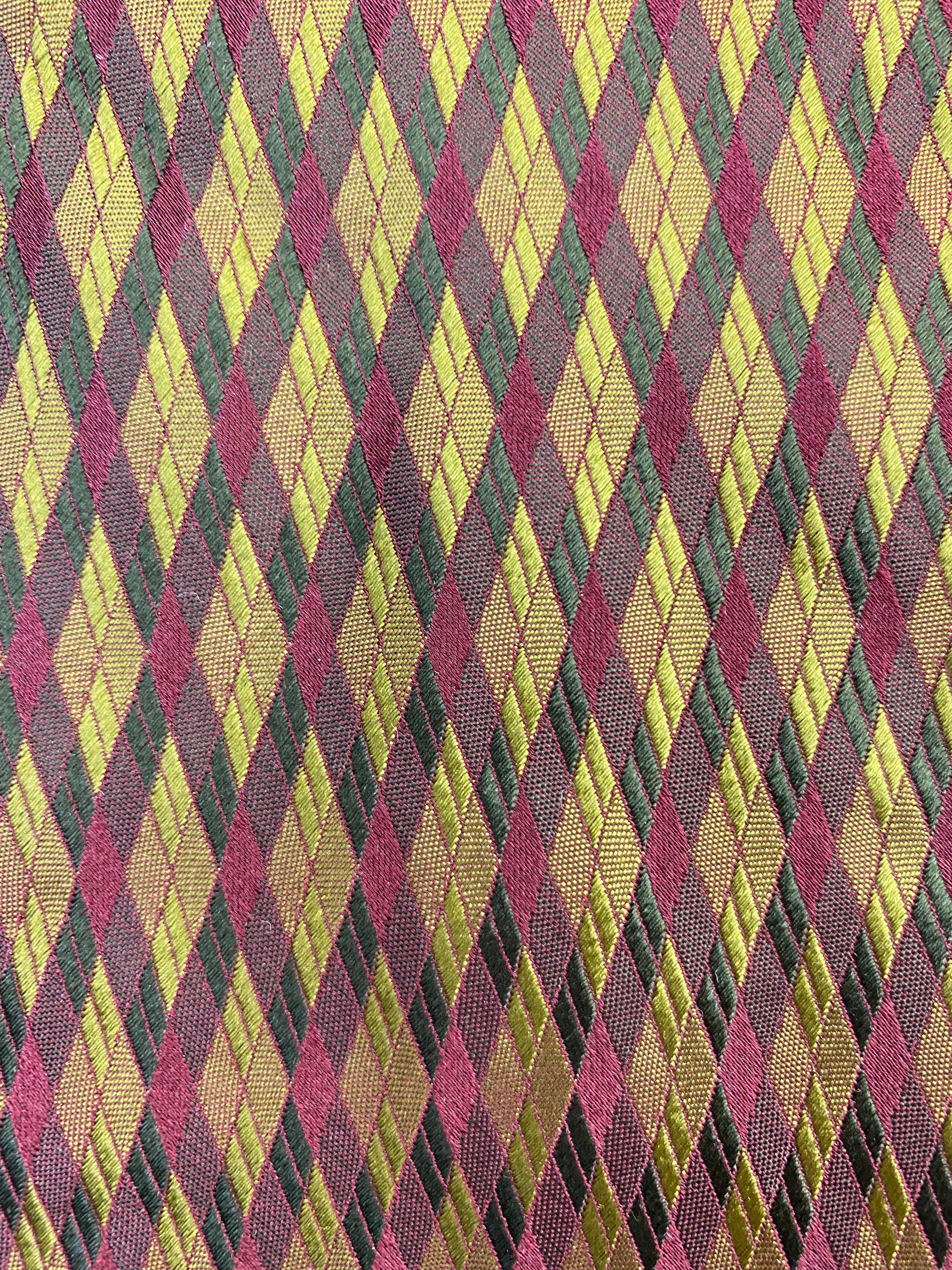 90s Deadstock Silk Necktie, Men's Vintage Wine/ Gold Argyle Pattern Tie, NOS