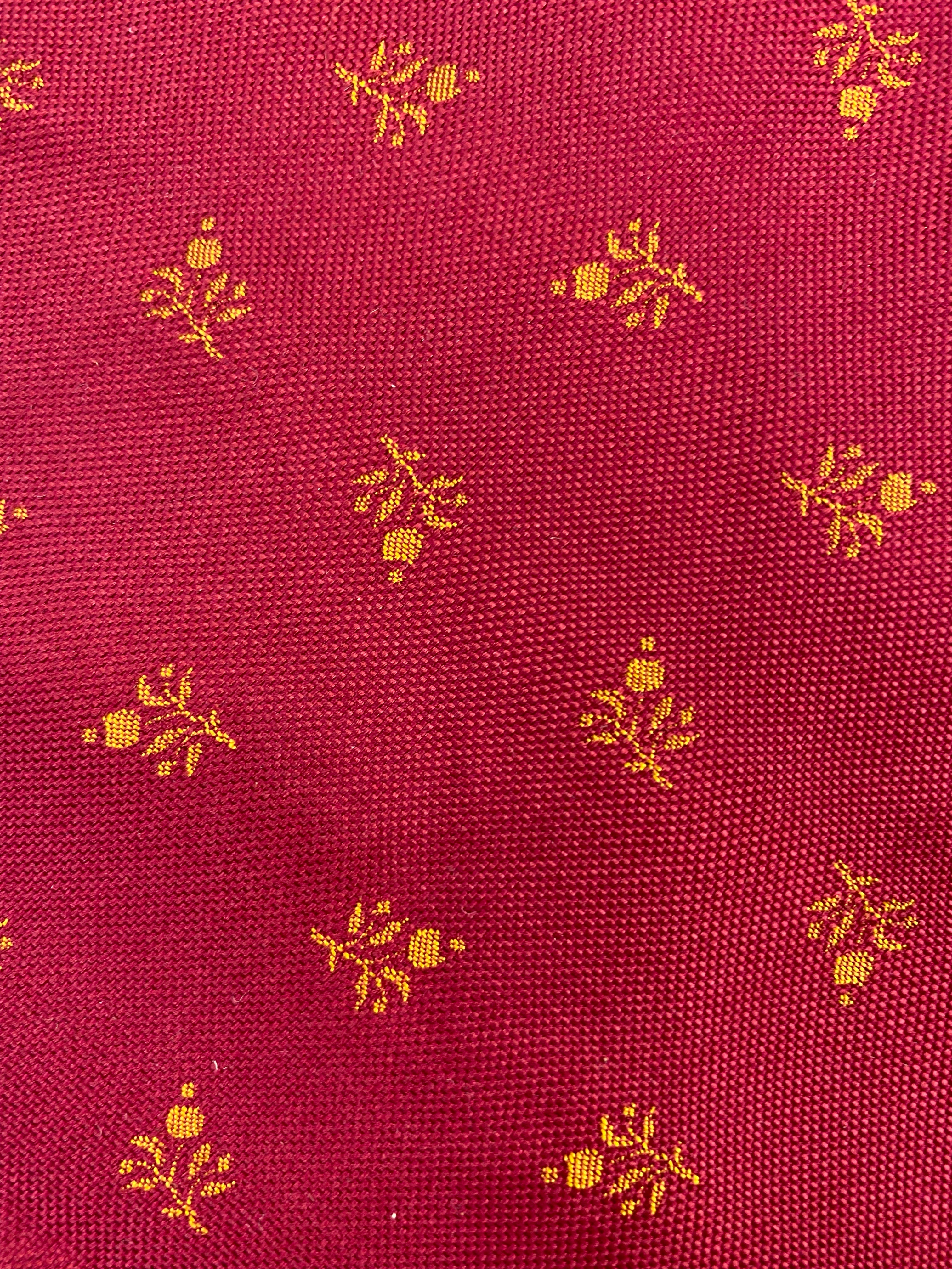 90s Deadstock Silk Necktie, Men's Vintage Wine/ Gold Micro Floral Pattern Tie, NOS