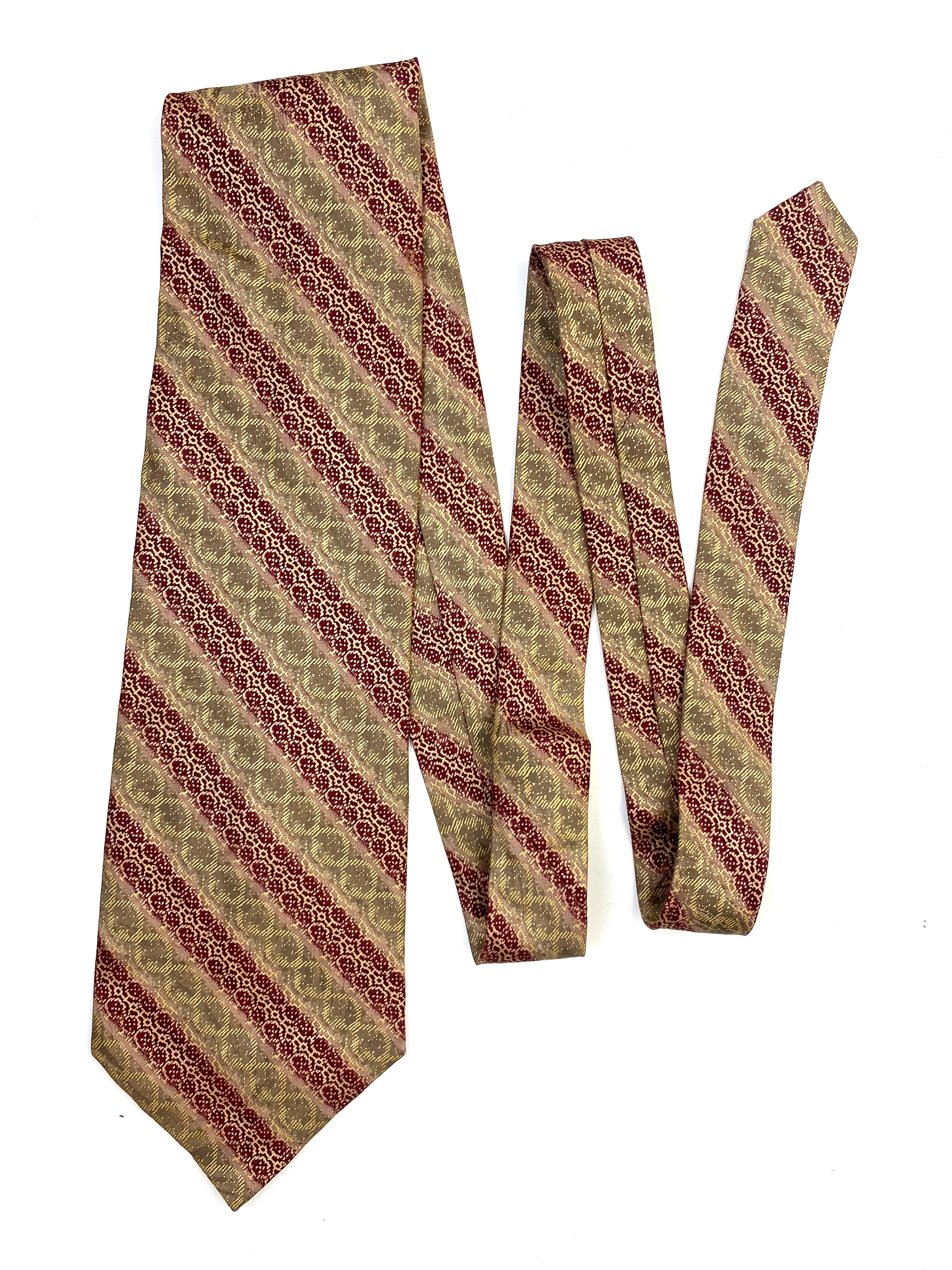 90s Deadstock Silk Necktie, Men's Vintage Wine/ Gold Diagonal Stripe Tie, NOS