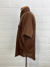 Load image into Gallery viewer, Vintage 1970s Brown Poly Short Sleeve Shirt, N16&quot;
