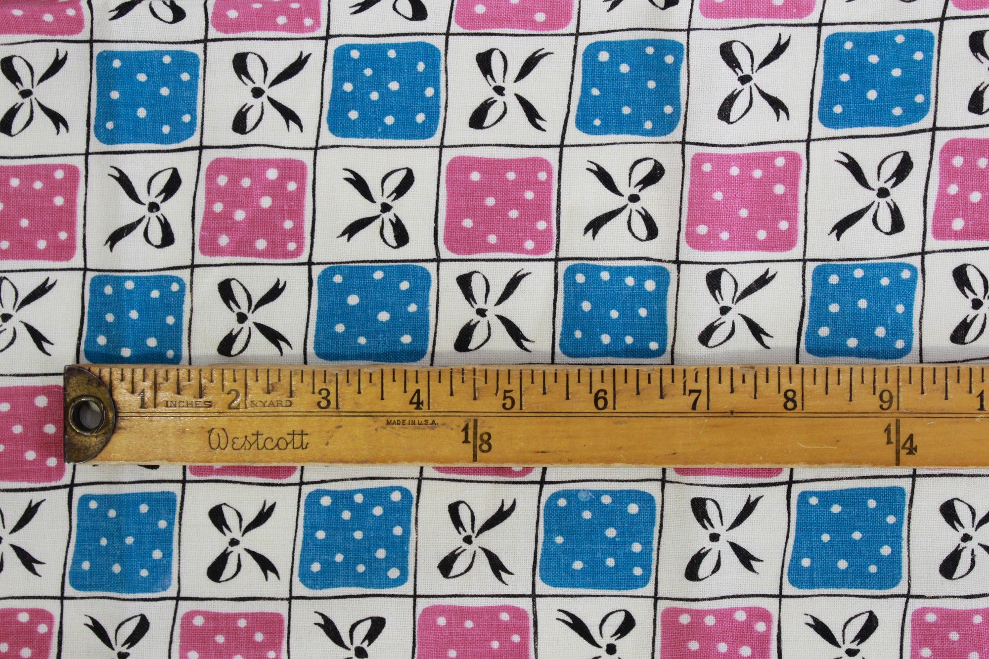 1930s 40s Bow Print Feedsack, Cotton Sewing Fabric (2 Pieces Available)