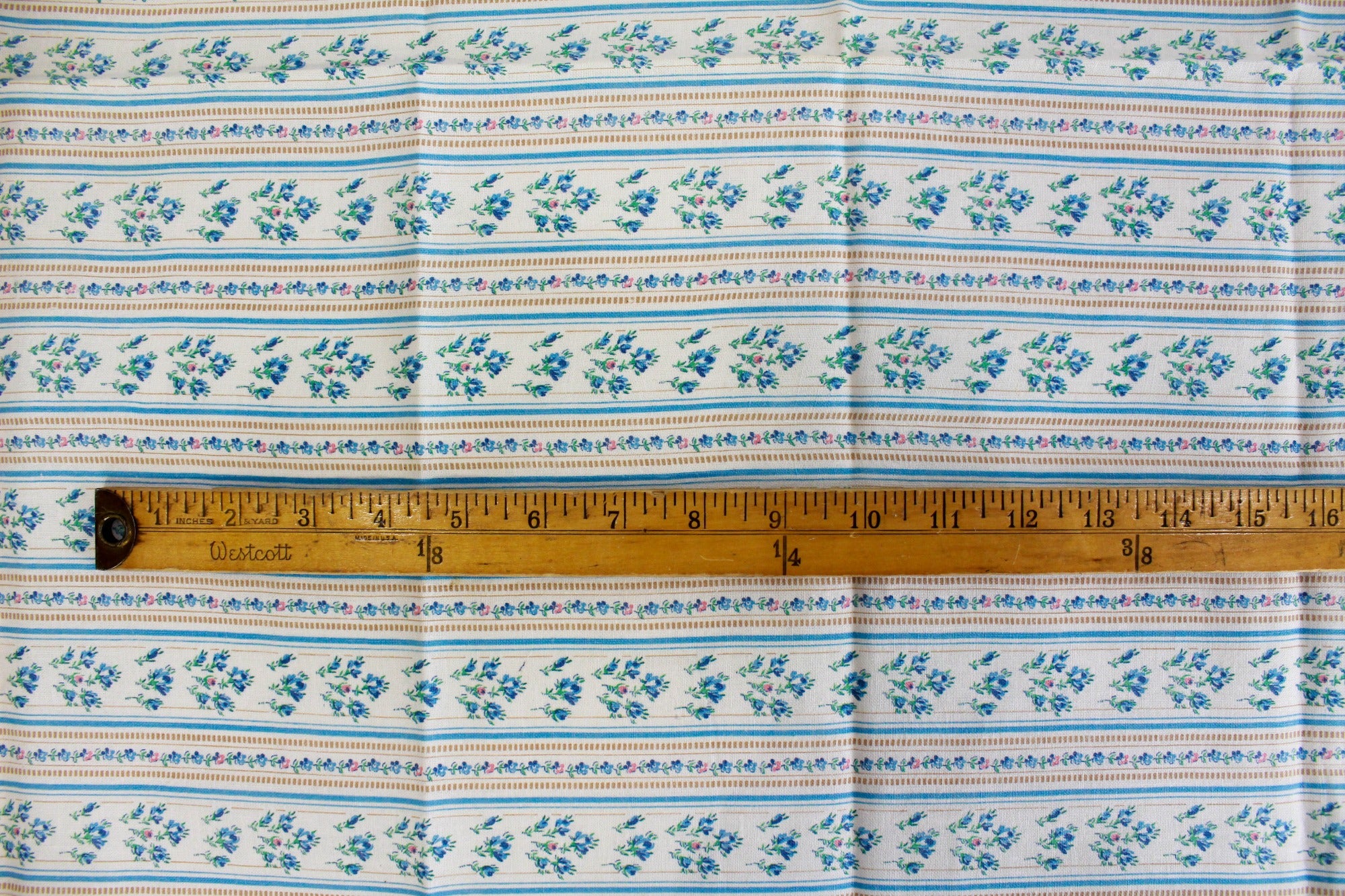 1930s 40s Floral Stripe Print Feedsack Cotton Fabric (Seamed)